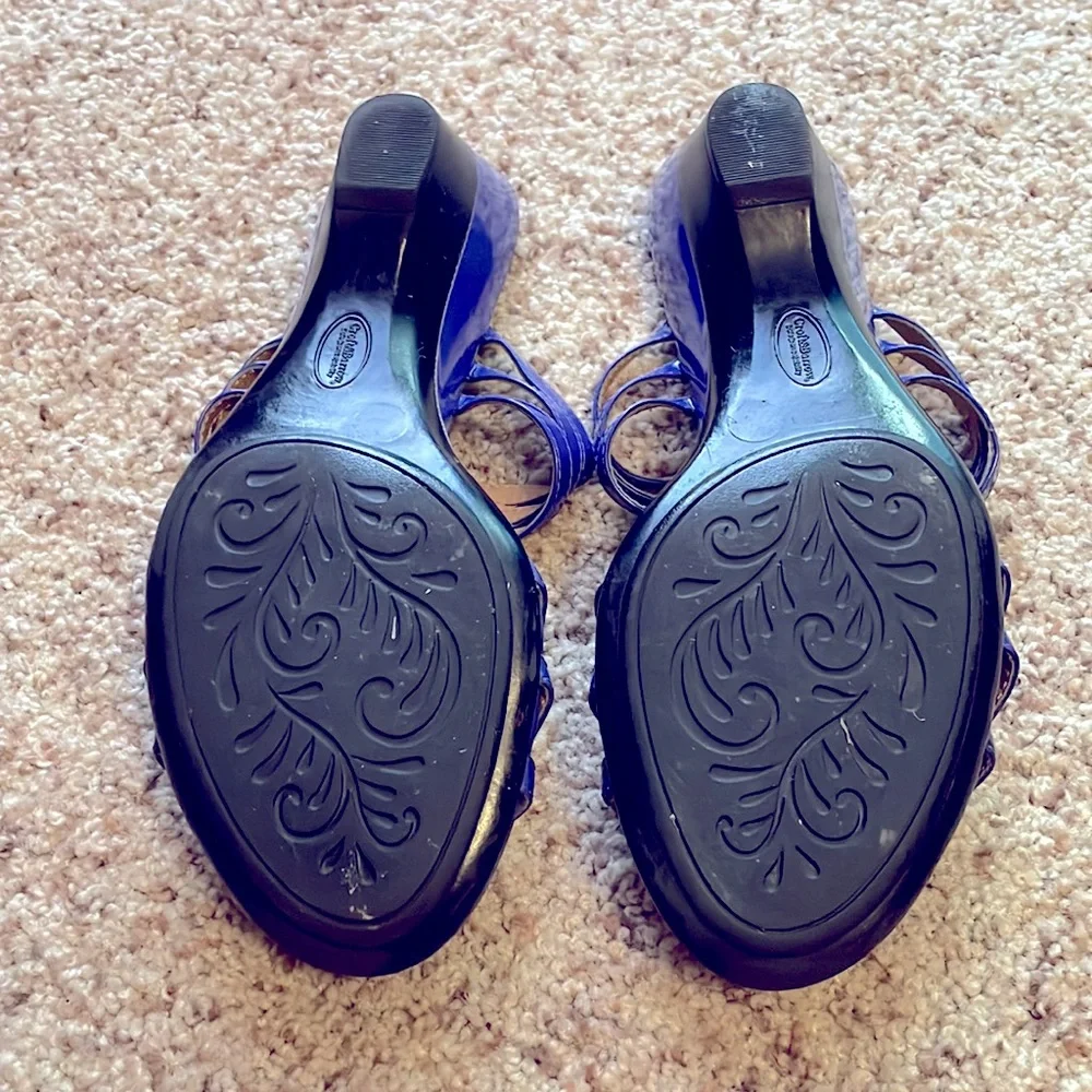 Croft & Barrow blue wedge sandals Size 10 - Picture 4 of 4